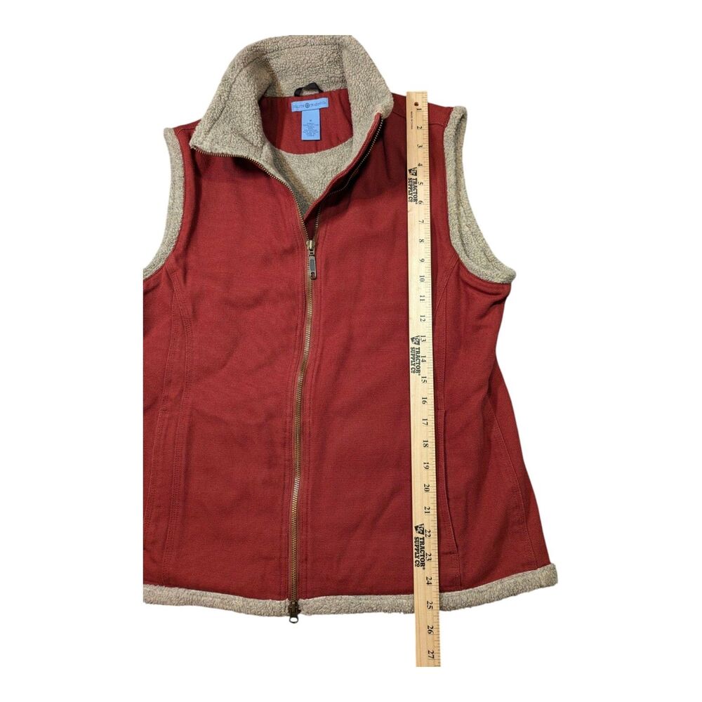 Duluth Trading Canvas Vest Men’s M Red Sherpa Lined Pockets Heavy Workwear - Picture 5 of 5
